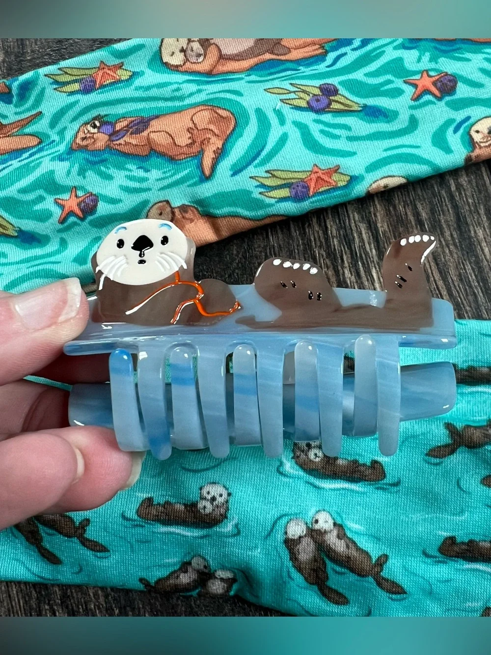 Sea otter hair clip, otter hair clip, ocean hair clip